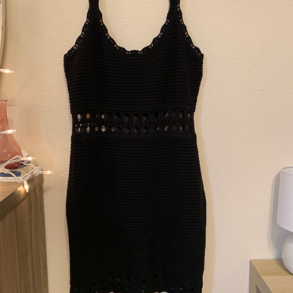 GUESS Los Angeles Black Cotton Mesh Dress